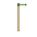 Retractable Belt Barrier Stanchion, Fixed Base, Polished Brass Post, 11Ft. Belt - Montour Line MX630F