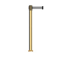 Retractable Belt Barrier Stanchion, Fixed Base, Polished Brass Post, 11 Ft. Belt - Montour Line MX630F