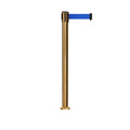 Retractable Belt Barrier Stanchion, Fixed Base, Satin Brass Post, 11 Ft. Belt - Montour Line MX630F