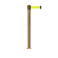 Retractable Belt Barrier Stanchion, Fixed Base, Satin Brass Post, 11Ft. Belt - Montour Line MX630F