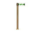 Retractable Belt Barrier Stanchion, Fixed Base, Satin Brass Post, 11Ft. Belt - Montour Line MX630F