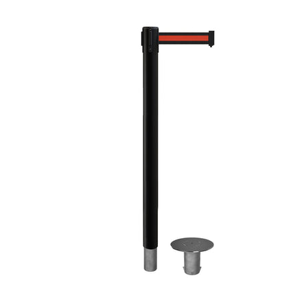 Retractable Belt Barrier Stanchion, Removable Base, Black Post, 11 Ft. Belt - Montour Line MX630R