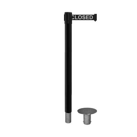 Retractable Belt Barrier Stanchion, Removable Base, Black Post, 11 Ft. Belt - Montour Line MX630R