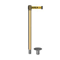 Retractable Belt Barrier Stanchion, Removable Base, Polished Brass Post, 11 Ft. Belt - Montour Line MX630R