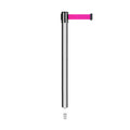 Retractable Belt Barrier Stanchion, Mini Socket Base, Polished Stainless Steel Post, 9 ft Belt - Montour Line MX630SK
