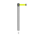 Retractable Belt Barrier Stanchion, Mini Socket Base, Polished Stainless Steel Post, 13 ft Belt - Montour Line MX630SK