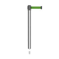 Retractable Belt Barrier Stanchion, Mini Socket Base, Polished Stainless Steel Post, 9 ft Belt - Montour Line MX630SK