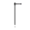 Retractable Belt Barrier Stanchion, Mini Socket Base, Polished Stainless Steel Post, 9 ft Belt - Montour Line MX630SK