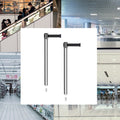 Retractable Belt Barrier Stanchion, Mini Socket Base, Polished Stainless Steel Post, 9 ft Belt - Montour Line MX630SK