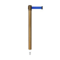 Retractable Belt Barrier Stanchion, Mini Socket Base, Satin Brass Post, 11 ft Belt - Montour Line MX630SK