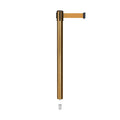 Retractable Belt Barrier Stanchion, Mini Socket Base, Satin Brass Post, 11 ft Belt - Montour Line MX630SK