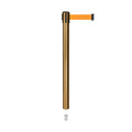 Retractable Belt Barrier Stanchion, Mini Socket Base, Satin Brass Post, 11 ft Belt - Montour Line MX630SK