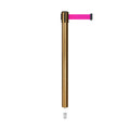 Retractable Belt Barrier Stanchion, Mini Socket Base, Satin Brass Post, 11 ft Belt - Montour Line MX630SK