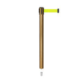 Retractable Belt Barrier Stanchion, Mini Socket Base, Satin Brass Post, 11 ft Belt - Montour Line MX630SK
