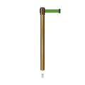 Retractable Belt Barrier Stanchion, Mini Socket Base, Satin Brass Post, 11 ft Belt - Montour Line MX630SK