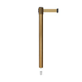 Retractable Belt Barrier Stanchion, Mini Socket Base, Satin Brass Post, 13 ft Belt - Montour Line MX630SK