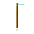 Retractable Belt Barrier Stanchion, Mini Socket Base, Satin Brass Post, 11 ft Belt - Montour Line MX630SK
