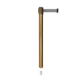 Retractable Belt Barrier Stanchion, Mini Socket Base, Satin Brass Post, 11 ft Belt - Montour Line MX630SK