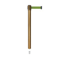 Retractable Belt Barrier Stanchion, Mini Socket Base, Satin Brass Post, 11 ft Belt - Montour Line MX630SK