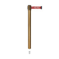 Retractable Belt Barrier Stanchion, Mini Socket Base, Satin Brass Post, 11 ft Belt - Montour Line MX630SK