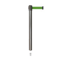 Retractable Belt Barrier Stanchion, Mini Socket Base, Satin Stainless Steel Post, 9 ft Belt - Montour Line MX630SK