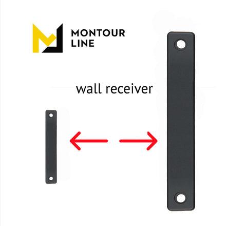 Wall Mounted Retractable Belt Barrier, Magnetic Mount, Black Casing with Magnetic Belt End, 11 ft Belt - Montour Line WM115