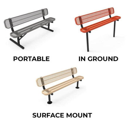 Single Pedestal Park Bench with Back - Circular Pattern