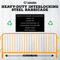 Heavy Duty Interlocking Steel Barricade, 8.5 Ft., Safety Orange - Angry Bull Barricades