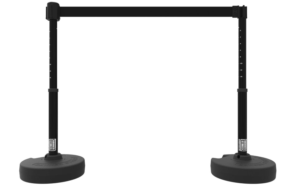 Set of 2 PLUS Line Stanchions with 15 ft Belt Head, Stake, and Base - Banner Stakes