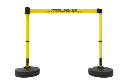 Set of 2 PLUS Line Stanchions with 15 ft Belt Head, Stake, and Base - Banner Stakes
