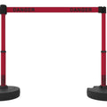 Set of 2 PLUS Line Stanchions with 15 ft Belt Head, Stake, and Base - Banner Stakes