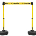 Set of 2 PLUS Line Stanchions with 15 ft Belt Head, Stake, and Base - Banner Stakes