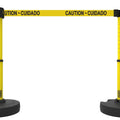 Set of 2 PLUS Line Stanchions with 15 ft Belt Head, Stake, and Base - Banner Stakes