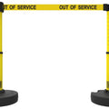 Set of 2 PLUS Line Stanchions with 15 ft Belt Head, Stake, and Base - Banner Stakes