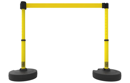 Set of 2 PLUS Line Stanchions with 15 ft Belt Head, Stake, and Base - Banner Stakes