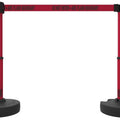 Set of 2 PLUS Line Stanchions with 15 ft Belt Head, Stake, and Base - Banner Stakes