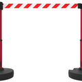 Set of 2 PLUS Line Stanchions with 15 ft Belt Head, Stake, and Base - Banner Stakes