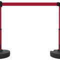Set of 2 PLUS Line Stanchions with 15 ft Belt Head, Stake, and Base - Banner Stakes