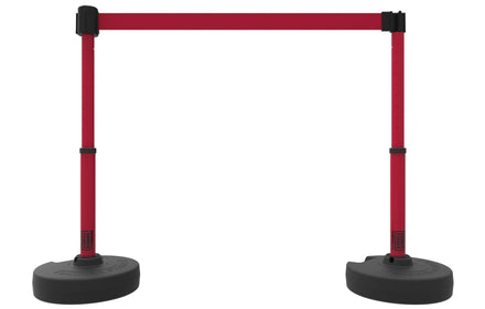 Set of 2 PLUS Line Stanchions with 15 ft Belt Head, Stake, and Base - Banner Stakes