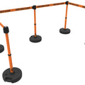 Set of 5 Banner Stakes PLUS Line Stanchions with 15 ft Belt Head, Stake, and Base