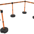 Set of 5 Banner Stakes PLUS Line Stanchions with 15 ft Belt Head, Stake, and Base
