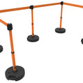 Set of 5 Banner Stakes PLUS Line Stanchions with 15 ft Belt Head, Stake, and Base