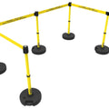 Set of 5 Banner Stakes PLUS Line Stanchions with 15 ft Belt Head, Stake, and Base