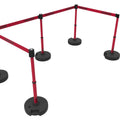Set of 5 Banner Stakes PLUS Line Stanchions with 15 ft Belt Head, Stake, and Base