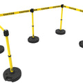 Set of 5 Banner Stakes PLUS Line Stanchions with 15 ft Belt Head, Stake, and Base
