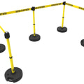 Set of 5 Banner Stakes PLUS Line Stanchions with 15 ft Belt Head, Stake, and Base