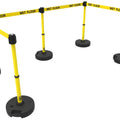 Set of 5 Banner Stakes PLUS Line Stanchions with 15 ft Belt Head, Stake, and Base