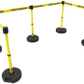 Set of 5 Banner Stakes PLUS Line Stanchions with 15 ft Belt Head, Stake, and Base