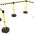 Set of 5 Banner Stakes PLUS Line Stanchions with 15 ft Belt Head, Stake, and Base