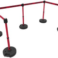 Set of 5 Banner Stakes PLUS Line Stanchions with 15 ft Belt Head, Stake, and Base